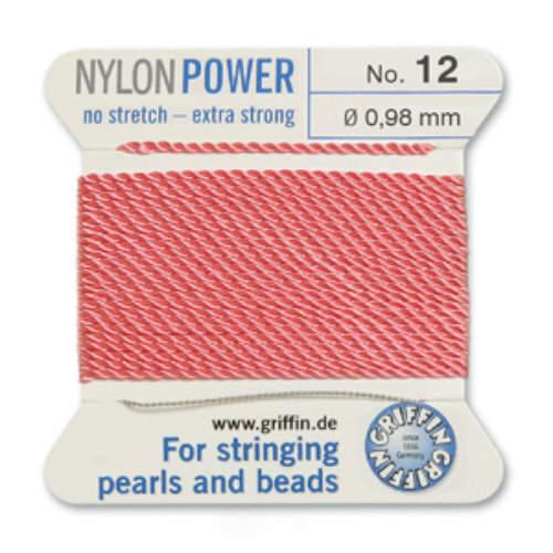 No 12 - 0.98mm - Dark Pink Carded Bead Cord Nylon Power