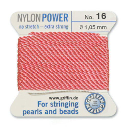 No 16 - 1.05mm - Dark Pink Carded Bead Cord Nylon Power