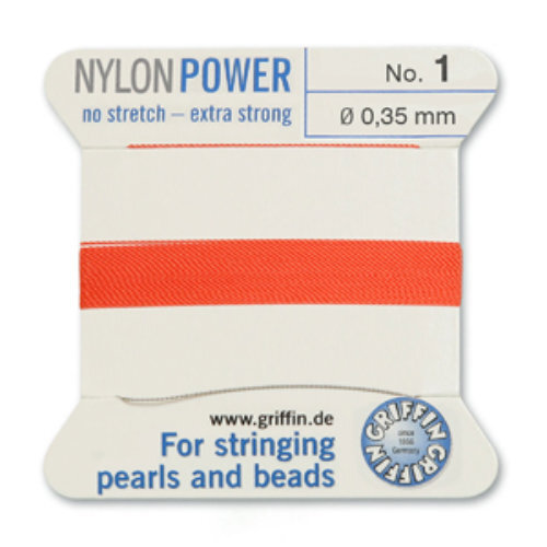No 1 - 0.35mm - Coral Carded Bead Cord Nylon Power