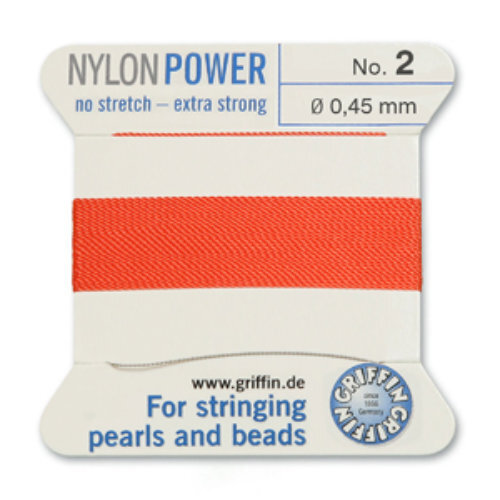 No 2 - 0.45mm - Coral Carded Bead Cord Nylon Power