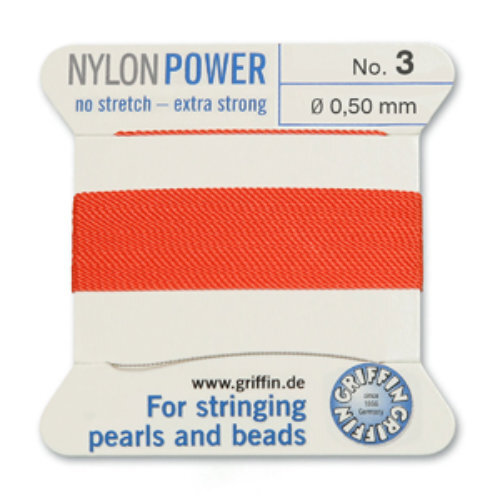 No 3 - 0.50mm - Coral Carded Bead Cord Nylon Power