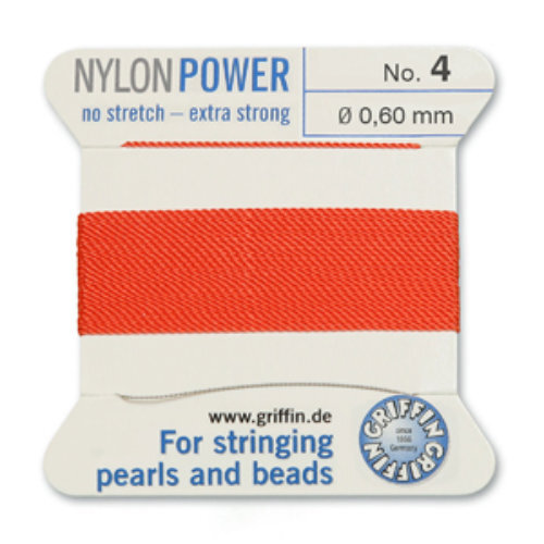 No 4 - 0.60mm - Coral Carded Bead Cord Nylon Power