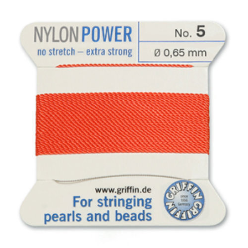 No 5 - 0.65mm - Coral Carded Bead Cord Nylon Power