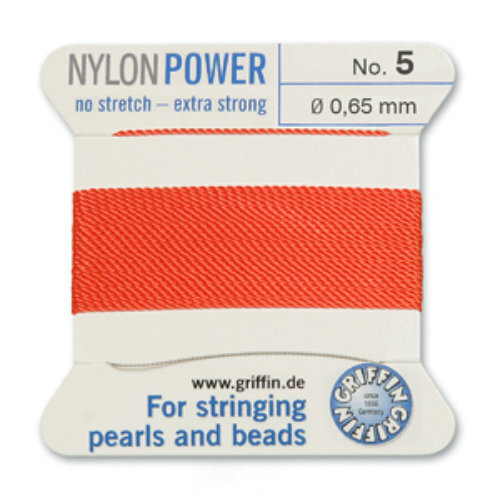 No 5 - 0.65mm - Coral Carded Bead Cord Nylon Power