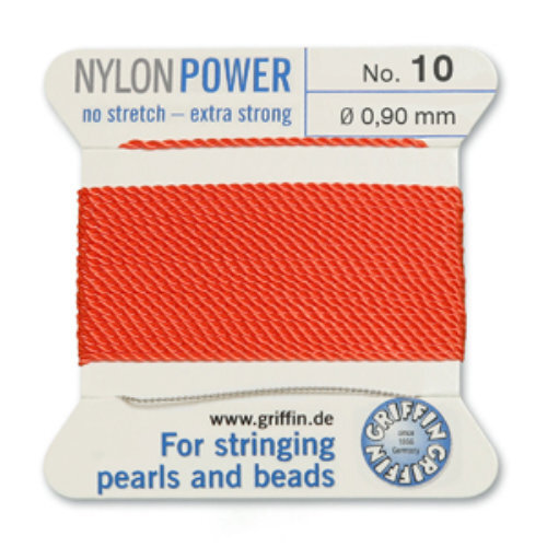 No 10 - 0.90mm - Coral Carded Bead Cord Nylon Power