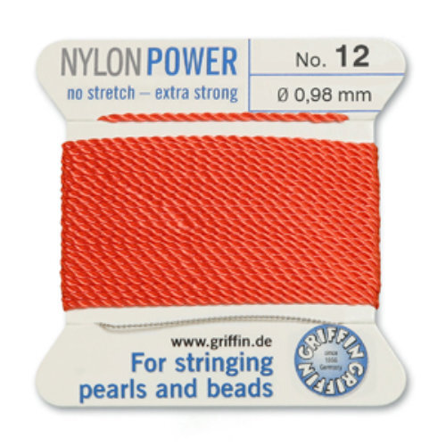 No 12 - 0.98mm - Coral Carded Bead Cord Nylon Power