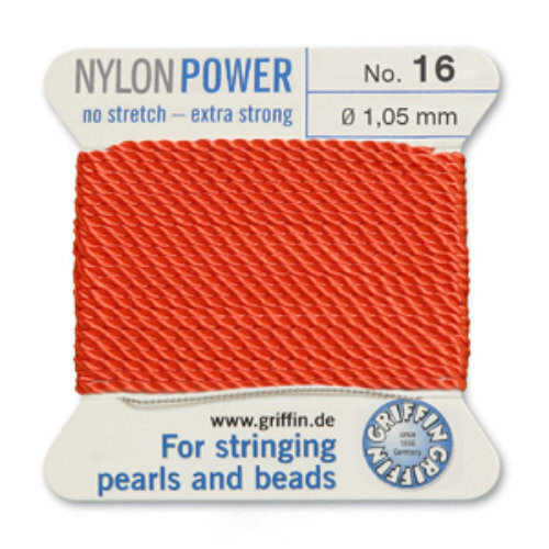 No 16 - 1.05mm - Coral Carded Bead Cord Nylon Power