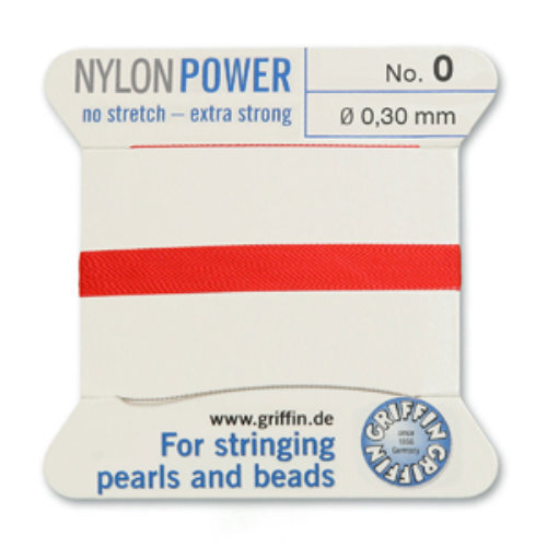 No 0 - 0.30mm - Red Carded Bead Cord Nylon Power