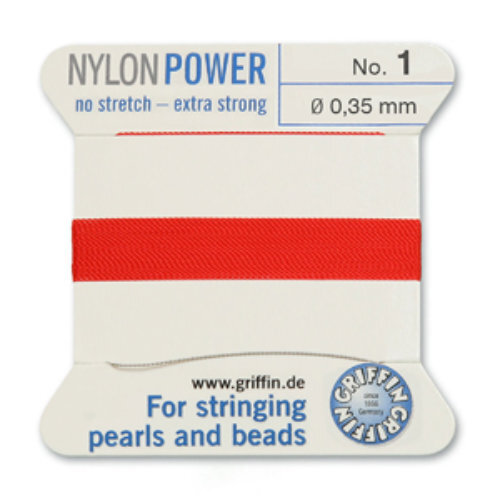 No 1 - 0.35mm - Red Carded Bead Cord Nylon Power