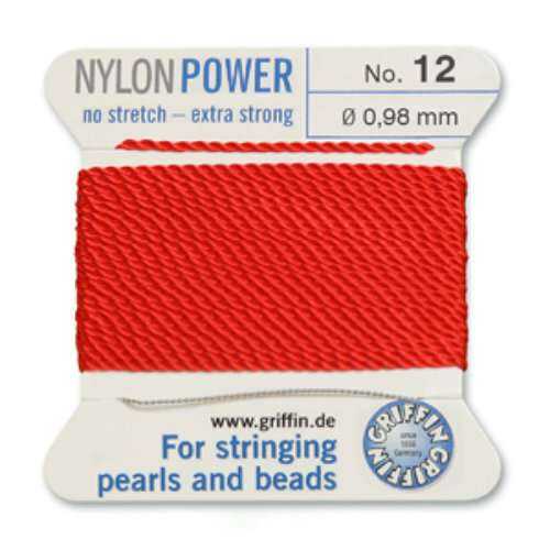 No 12 - 0.98mm - Red Carded Bead Cord Nylon Power