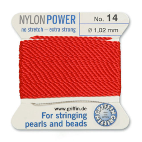No 14 - 1.02mm - Red Carded Bead Cord Nylon Power