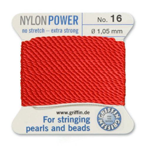 No 16 - 1.05mm - Red Carded Bead Cord Nylon Power