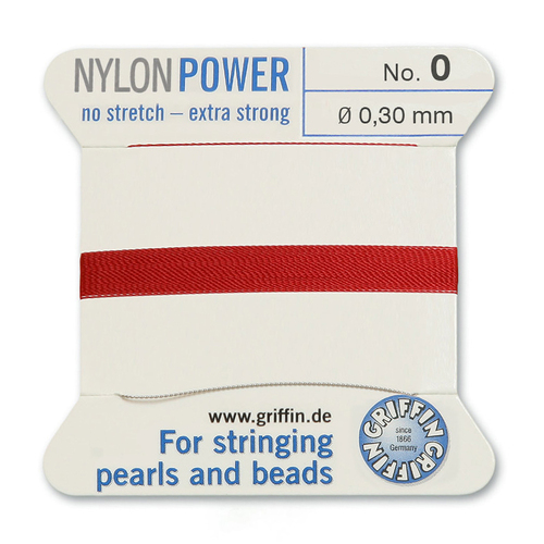 No 0 - 0.30mm - Garnet Carded Bead Cord Nylon Power