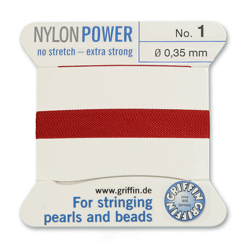 No 1 - 0.35mm - Garnet Carded Bead Cord Nylon Power