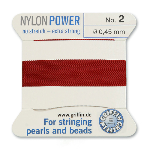 No 2 - 0.45mm - Garnet Carded Bead Cord Nylon Power - 070602