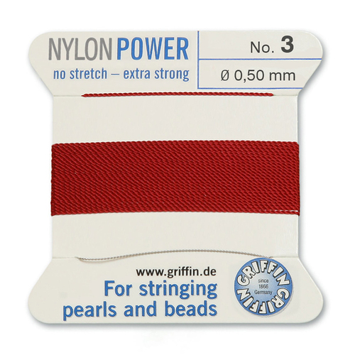No 3 - 0.50mm - Garnet Carded Bead Cord Nylon Power