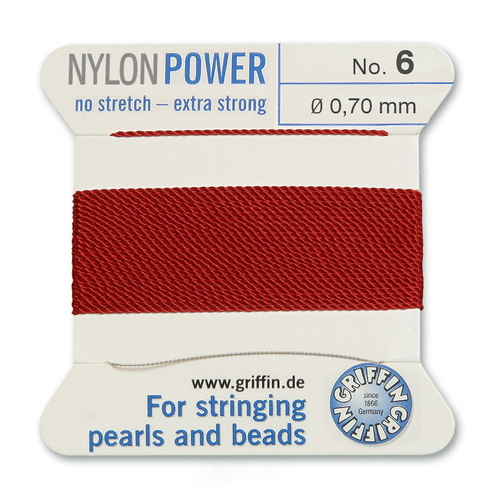 No 6 - 0.70mm - Garnet Carded Bead Cord Nylon Power