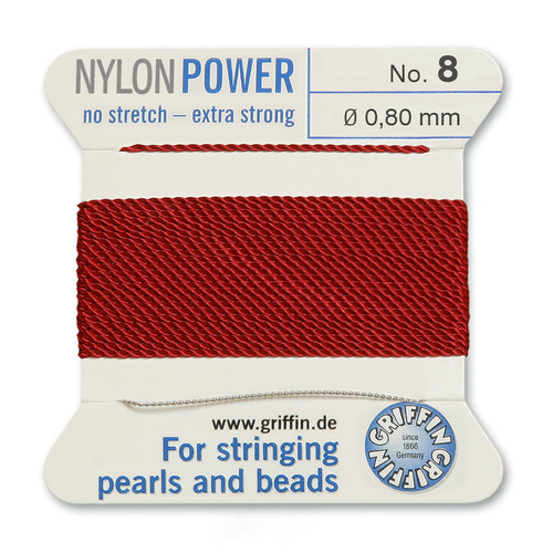 No 8 - 0.80mm - Garnet Carded Bead Cord Nylon Power