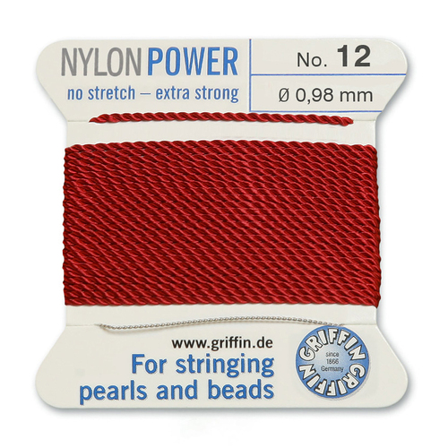 No 12 - 0.98mm - Garnet Carded Bead Cord Nylon Power
