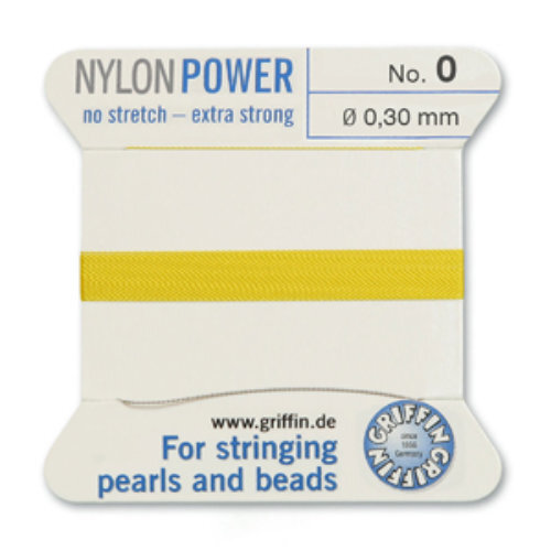 No 0 - 0.30mm - Yellow Carded Bead Cord Nylon Power