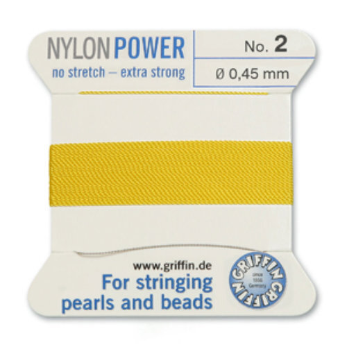 No 2 - 0.45mm - Yellow Carded Bead Cord Nylon Power