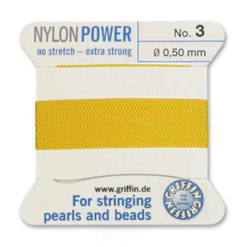 No 3 - 0.50mm - Yellow Carded Bead Cord Nylon Power