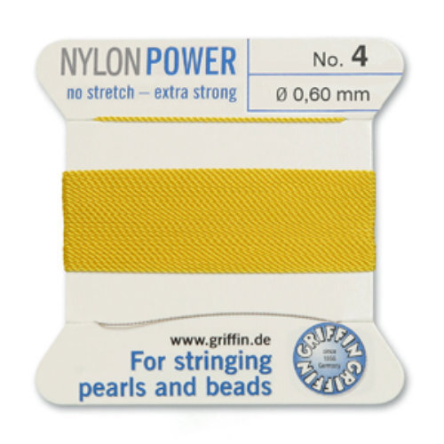 No 4 - 0.60mm - Yellow Carded Bead Cord Nylon Power