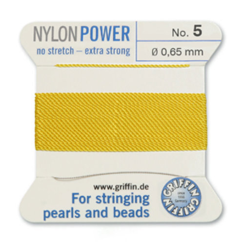 No 5 - 0.65mm - Yellow Carded Bead Cord Nylon Power