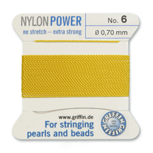 No 6 - 0.70mm - Yellow Carded Bead Cord Nylon Power