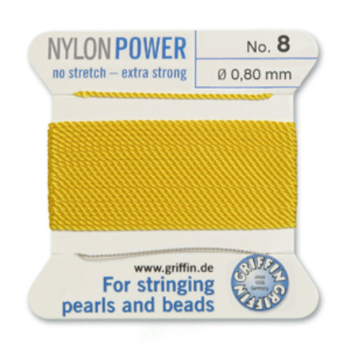 No 8 - 0.80mm - Yellow Carded Bead Cord Nylon Power