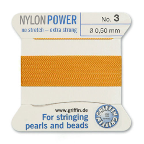 No 3 - 0.50mm - Amber Carded Bead Cord Nylon Power