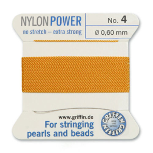No 4 - 0.60mm - Amber Carded Bead Cord Nylon Power