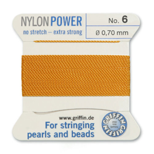 No 6 - 0.70mm - Amber Carded Bead Cord Nylon Power