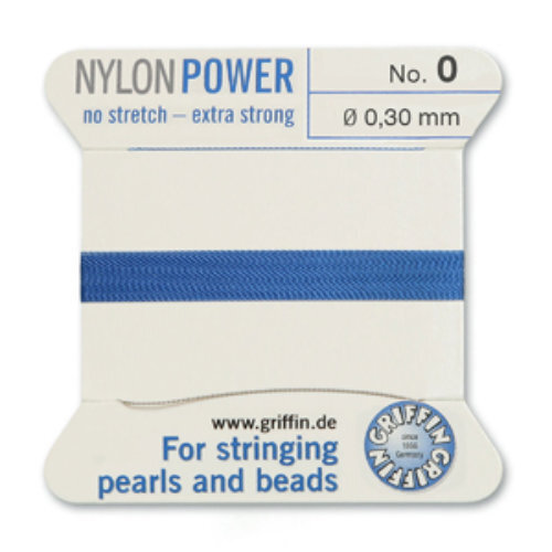 No 0 - 0.30mm - Blue Carded Bead Cord Nylon Power