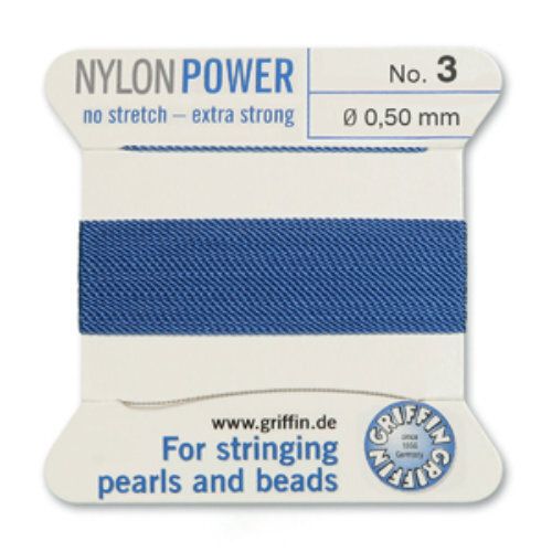 No 3 - 0.50mm - Blue Carded Bead Cord Nylon Power