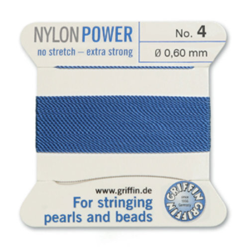 No 4 - 0.60mm - Blue Carded Bead Cord Nylon Power