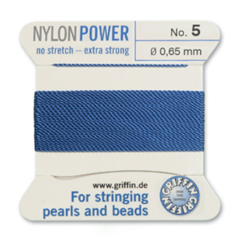 No 5 - 0.65mm - Blue Carded Bead Cord Nylon Power