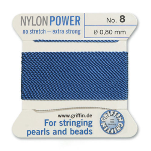 No 8 - 0.80mm - Blue Carded Bead Cord Nylon Power