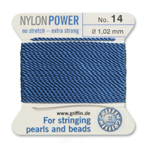 No 14 - 1.02mm - Blue Carded Bead Cord Nylon Power