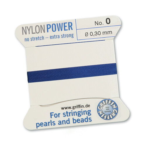 No 0 - 0.30mm - Dark Blue Carded Bead Cord Nylon Power
