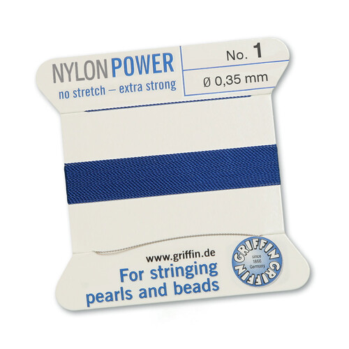 No 1 - 0.35mm - Dark Blue Carded Bead Cord Nylon Power