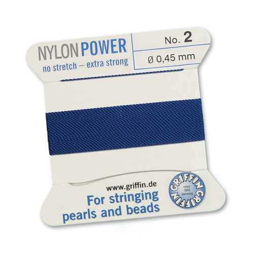 No 2 - 0.45mm - Dark Blue Carded Bead Cord Nylon Power