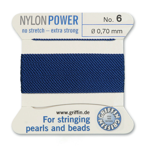 No 6 - 0.70mm - Dark Blue Carded Bead Cord Nylon Power