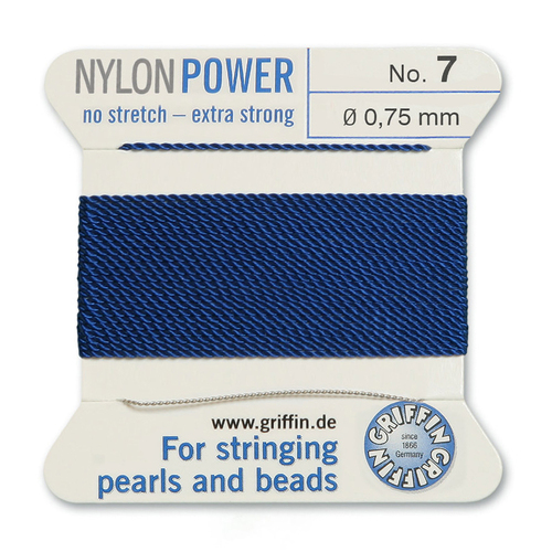 No 7 - 0.75mm - Dark Blue Carded Bead Cord Nylon Power