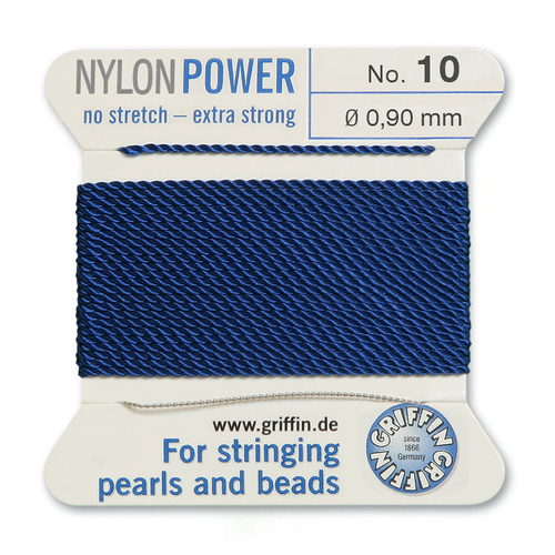 No 10 - 0.90mm - Dark Blue Carded Bead Cord Nylon Power
