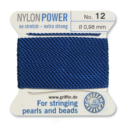 No 12 - 0.98mm - Dark Blue Carded Bead Cord Nylon Power