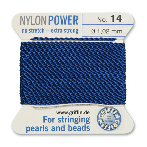 No 14 - 1.02mm - Dark Blue Carded Bead Cord Nylon Power