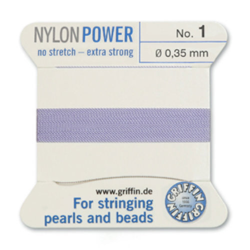 No 1 - 0.35mm - Lilac Carded Bead Cord Nylon Power