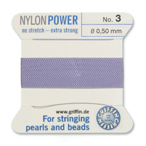 No 3 - 0.50mm - Lilac Carded Bead Cord Nylon Power