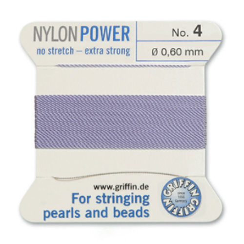 No 4 - 0.60mm - Lilac Carded Bead Cord Nylon Power